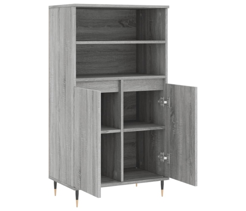 Aparador alto de madera contrachapada gris Sonoma 60x36x110 cm