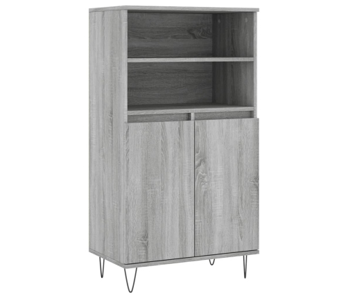 Aparador alto de madera contrachapada gris Sonoma 60x36x110 cm