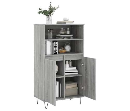 Aparador alto de madera contrachapada gris Sonoma 60x36x110 cm