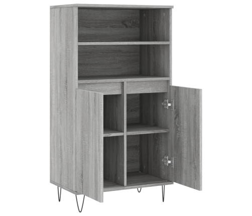 Aparador alto de madera contrachapada gris Sonoma 60x36x110 cm