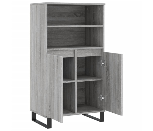 Aparador alto de madera contrachapada gris Sonoma 60x36x110 cm