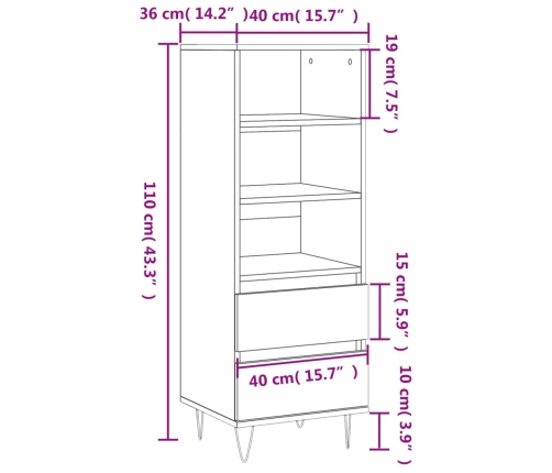 Aparador alto madera contrachapada roble Sonoma 40x36x110 cm