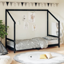 Estructura de cama para niños madera de pino negro 80x200 cm