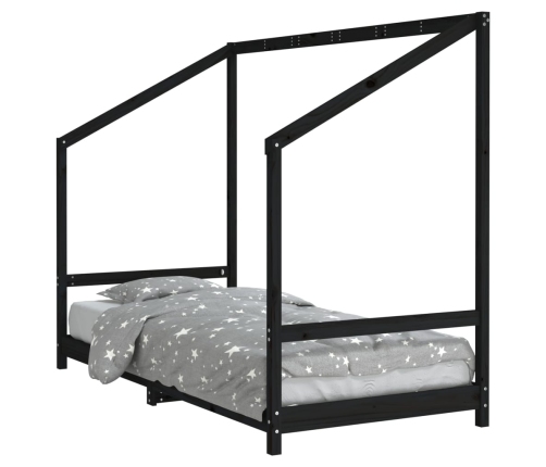 Estructura de cama para niños madera de pino negro 90x200 cm