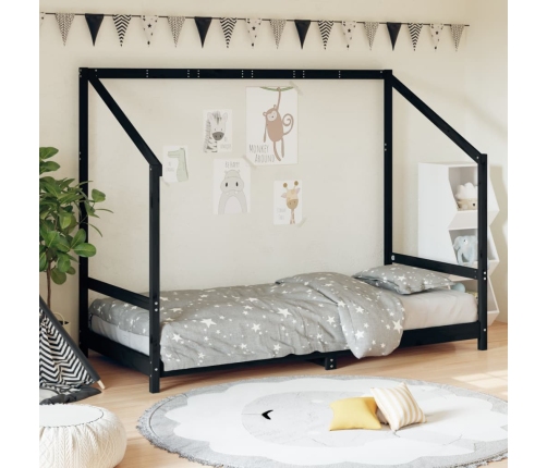 Estructura de cama para niños madera de pino negro 90x200 cm