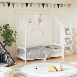 Estructura de cama para niños madera de pino blanco 70x140 cm