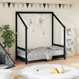 Estructura de cama para niños madera de pino negro 70x140 cm