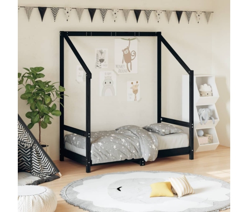 Estructura de cama para niños madera de pino negro 70x140 cm