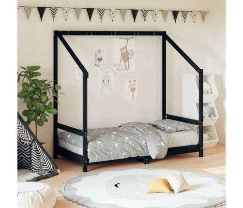 Estructura de cama para niños madera de pino negro 80x160 cm