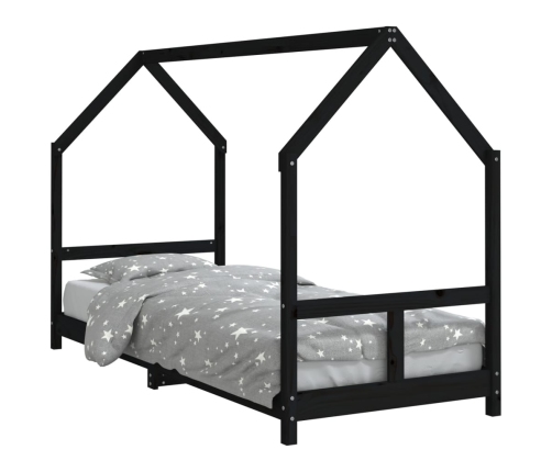 Estructura de cama para niños madera de pino negro 80x200 cm