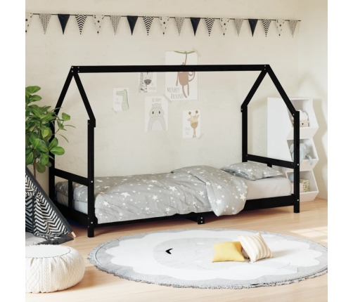 Estructura de cama para niños madera de pino negro 80x200 cm