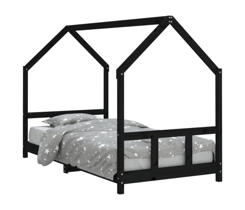 Estructura de cama para niños madera de pino negro 90x200 cm