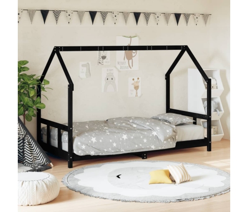 Estructura de cama para niños madera de pino negro 90x200 cm