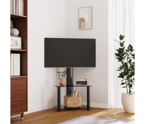 Mueble de TV de esquina 2 niveles para 32-70 pulgadas negro