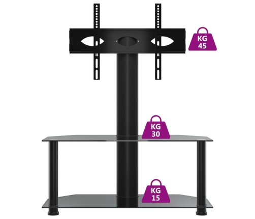 Mueble de TV de esquina 2 niveles para 32-70 pulgadas negro