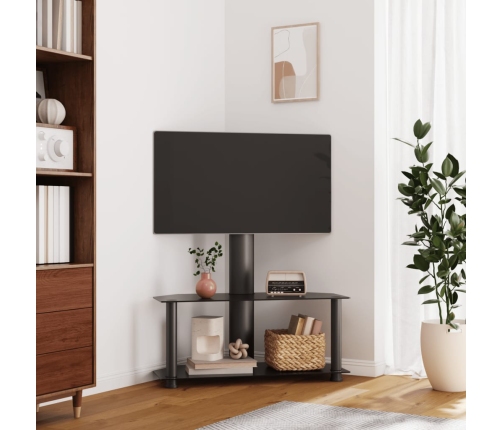 Mueble de TV de esquina 2 niveles para 32-70 pulgadas negro