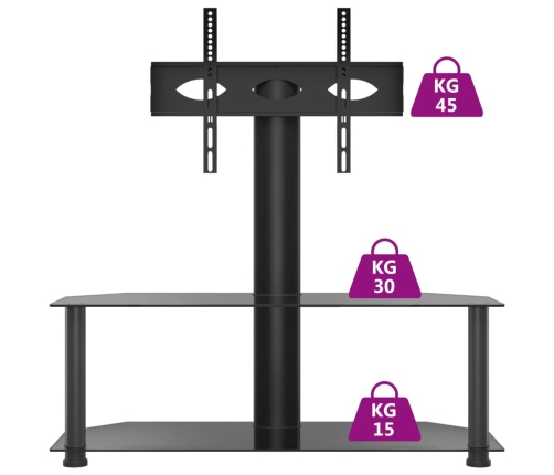 vidaXL Mueble de TV de esquina 2 niveles para 32-70 pulgadas negro