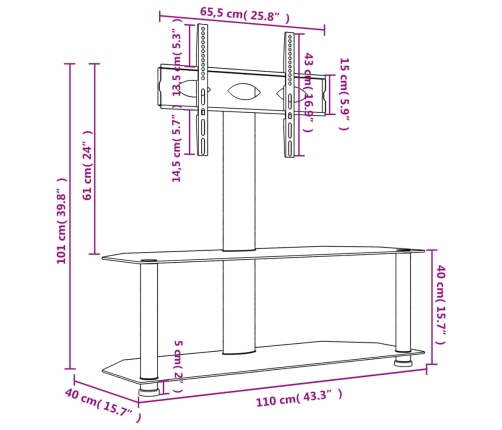 vidaXL Mueble de TV de esquina 2 niveles para 32-70 pulgadas negro