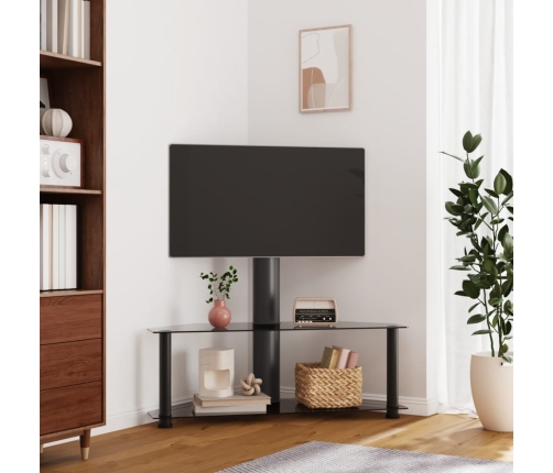 Mueble de TV de esquina 2 niveles para 32-70 pulgadas negro