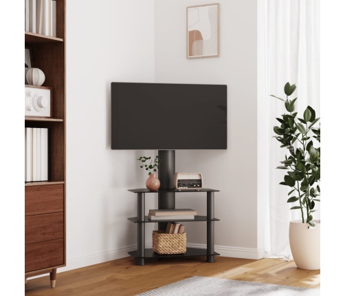 Mueble de TV de esquina 3 niveles para 32-70 pulgadas negro