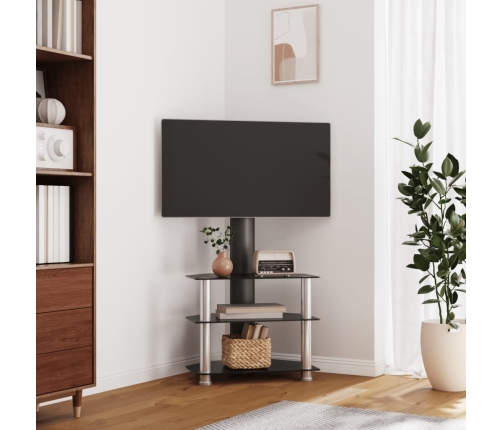 Mueble TV esquina 3 niveles para 32-70 pulgadas negro plateado