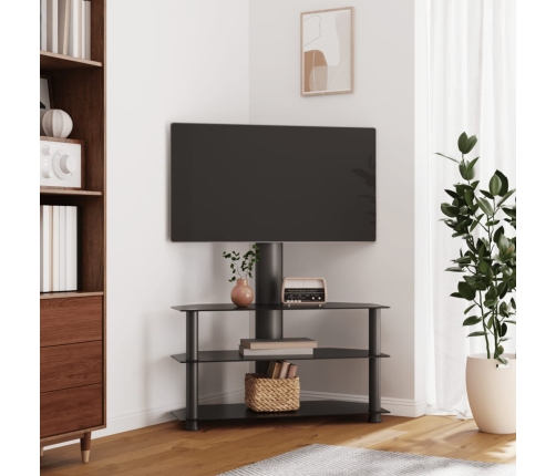 Mueble de TV de esquina 3 niveles para 32-70 pulgadas negro