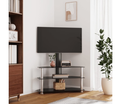 Mueble TV esquina 3 niveles para 32-70 pulgadas negro plateado