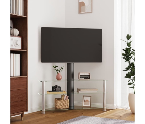 Mueble TV esquina 3 niveles para 32-70 pulgadas negro plateado