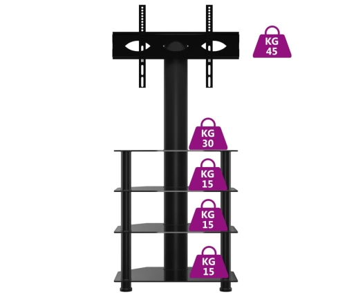 vidaXL Mueble de TV de esquina 4 niveles para 32-70 pulgadas negro