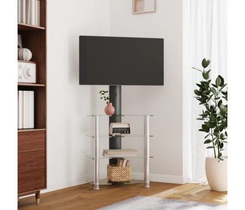 Mueble TV esquina 4 niveles para 32-70 pulgadas negro plateado