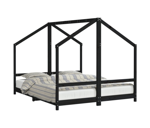 Estructura de cama para niños madera pino negro 2x(80x200) cm