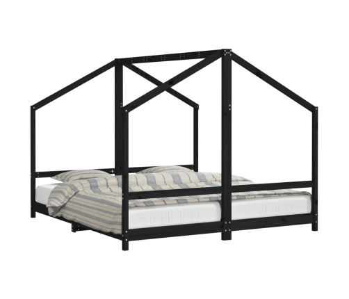 Estructura de cama para niños madera pino negro 2x(90x200) cm