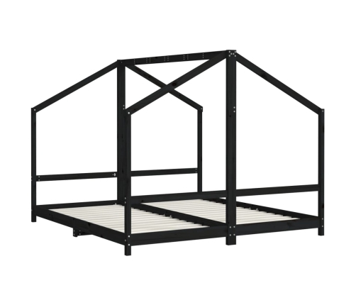 Estructura de cama para niños madera pino negro 2x(90x200) cm