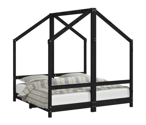 Estructura de cama de niños madera de pino negro 2x(70x140) cm