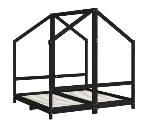 Estructura de cama de niños madera de pino negro 2x(70x140) cm