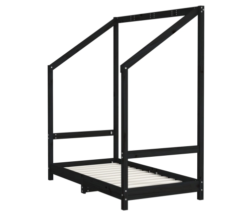 Estructura de cama de niños madera de pino negro 2x(70x140) cm