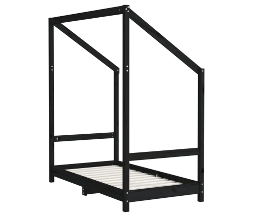 Estructura de cama de niños madera de pino negro 2x(70x140) cm