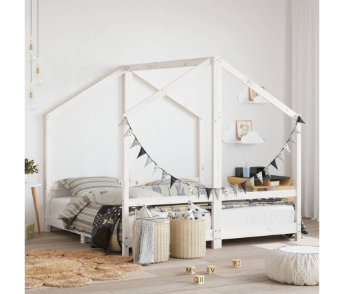 Estructura de cama de niños madera de pino blanco 2x(80x160) cm