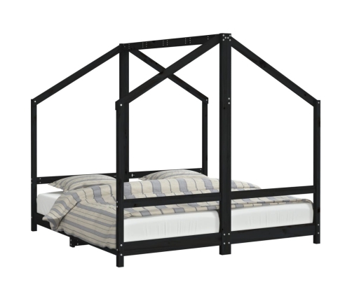 Estructura de cama para niños madera de pino negro 80x160 cm