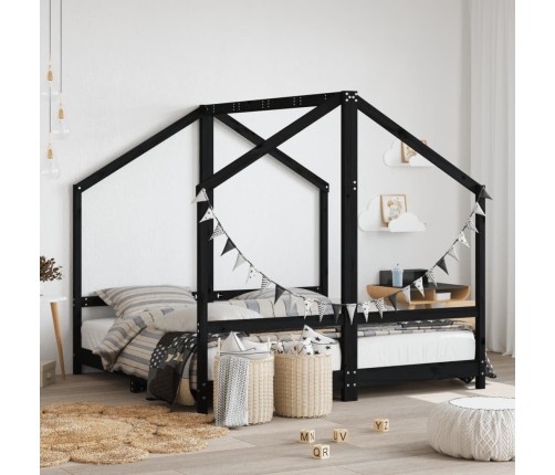 Estructura de cama para niños madera de pino negro 80x160 cm