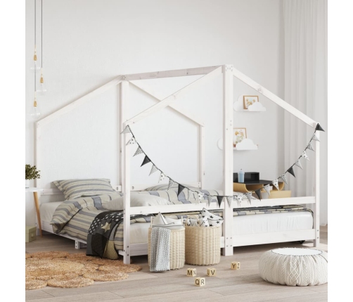 Estructura de cama para niños madera pino blanco 2x(90x190) cm