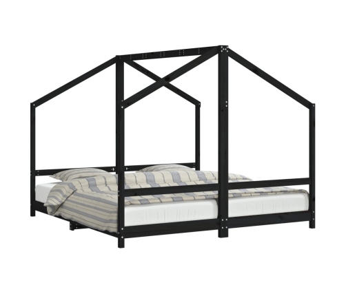 Estructura de cama de niños madera de pino negro 2x(90x190) cm