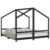 Estructura de cama de niños madera de pino negro 2x(90x190) cm