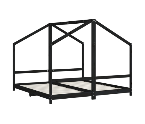 Estructura de cama de niños madera de pino negro 2x(90x190) cm