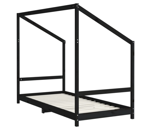 Estructura de cama de niños madera de pino negro 2x(90x190) cm