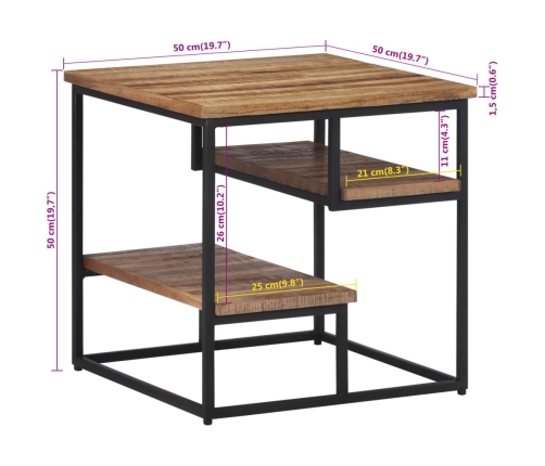 Mesa auxiliar teca reciclada maciza 50x50x50 cm