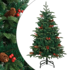 Árbol de Navidad artificial con piñas y bayas 120 cm