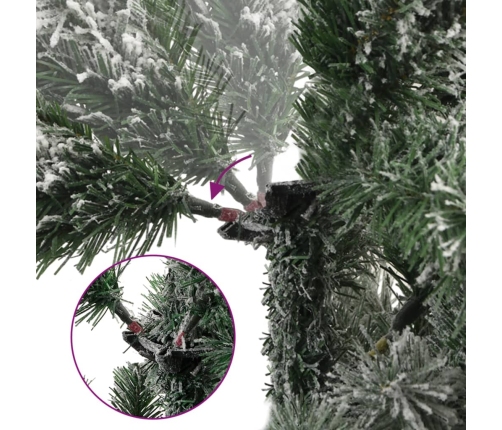 Árbol de Navidad artificial con bisagras y nieve flocada 210 cm