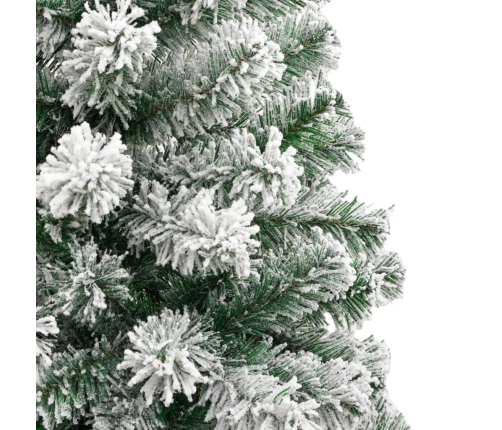 Árbol de Navidad artificial con bisagras y nieve flocada 210 cm