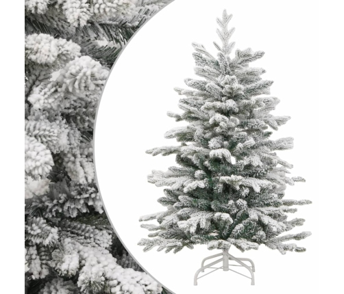 Árbol de Navidad artificial con bisagras y nieve flocada 120 cm